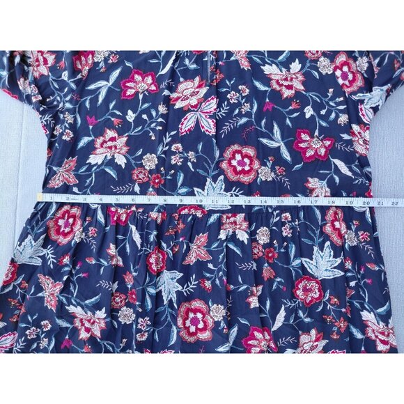 Old Navy Long Sleeve Global Fashion Dress Large Navy Floral Gathered Cottagecore - Picture 8 of 10